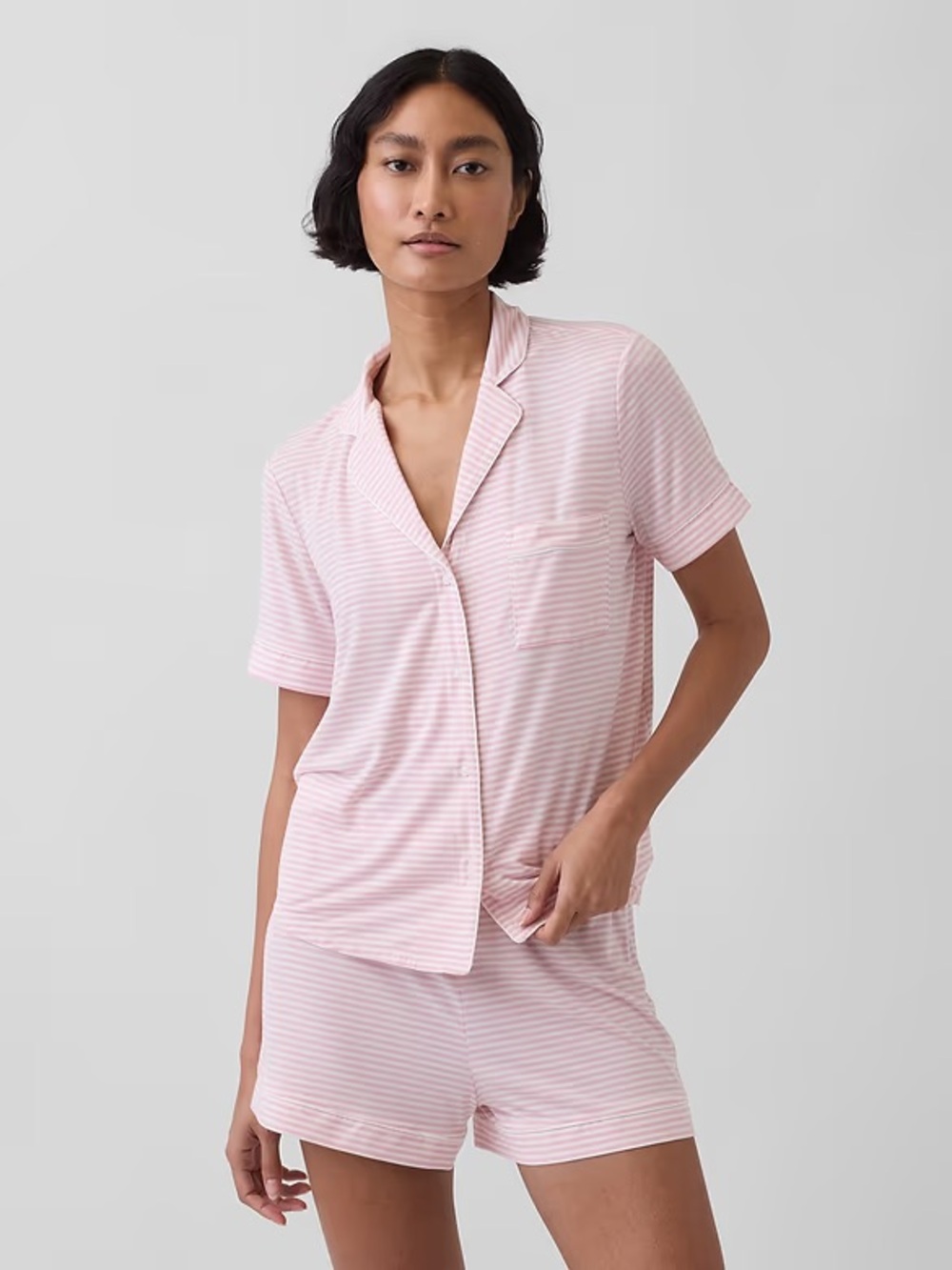 Gap | Women’s Pink Striped SoftMade Modal Short Sleeve Pajama Top